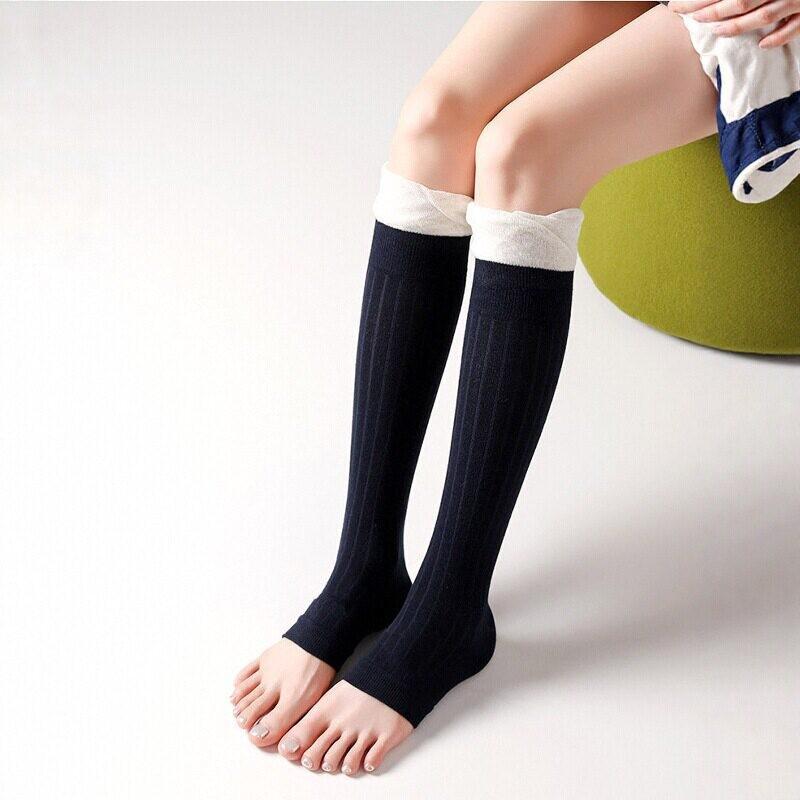Foot-Stepping Calf Socks, Women'S Breathable Thin Summer Stacking Socks, Ballet Style, Vertical Pattern, Thin Bubble Mouth, Half-Leg Cover