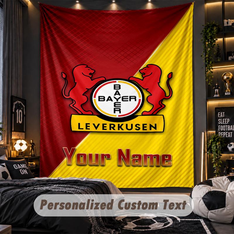 TapestryBayer Leverkusen Football Custom Name Text Personalized Wall Hanging Tapestry Home Wall Decor