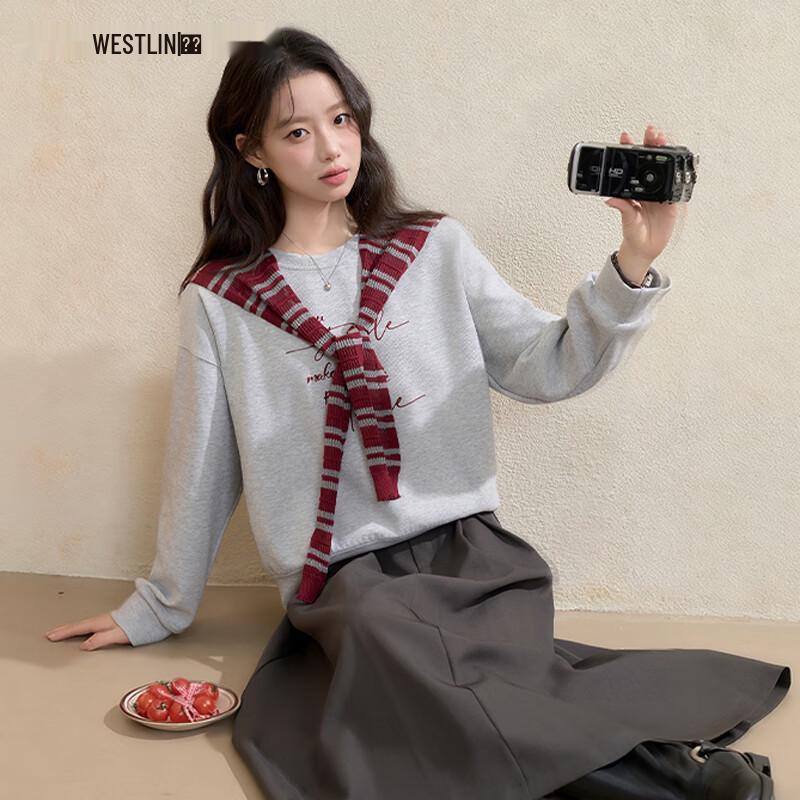 

Женский свитшот Westlink свободного кроя с полосатой шалью и надписью M