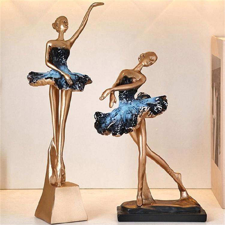 Resin Ballet Dancer Sculpture Girl Figurines Elegant Statues  Decoration for Cabinet Desktop