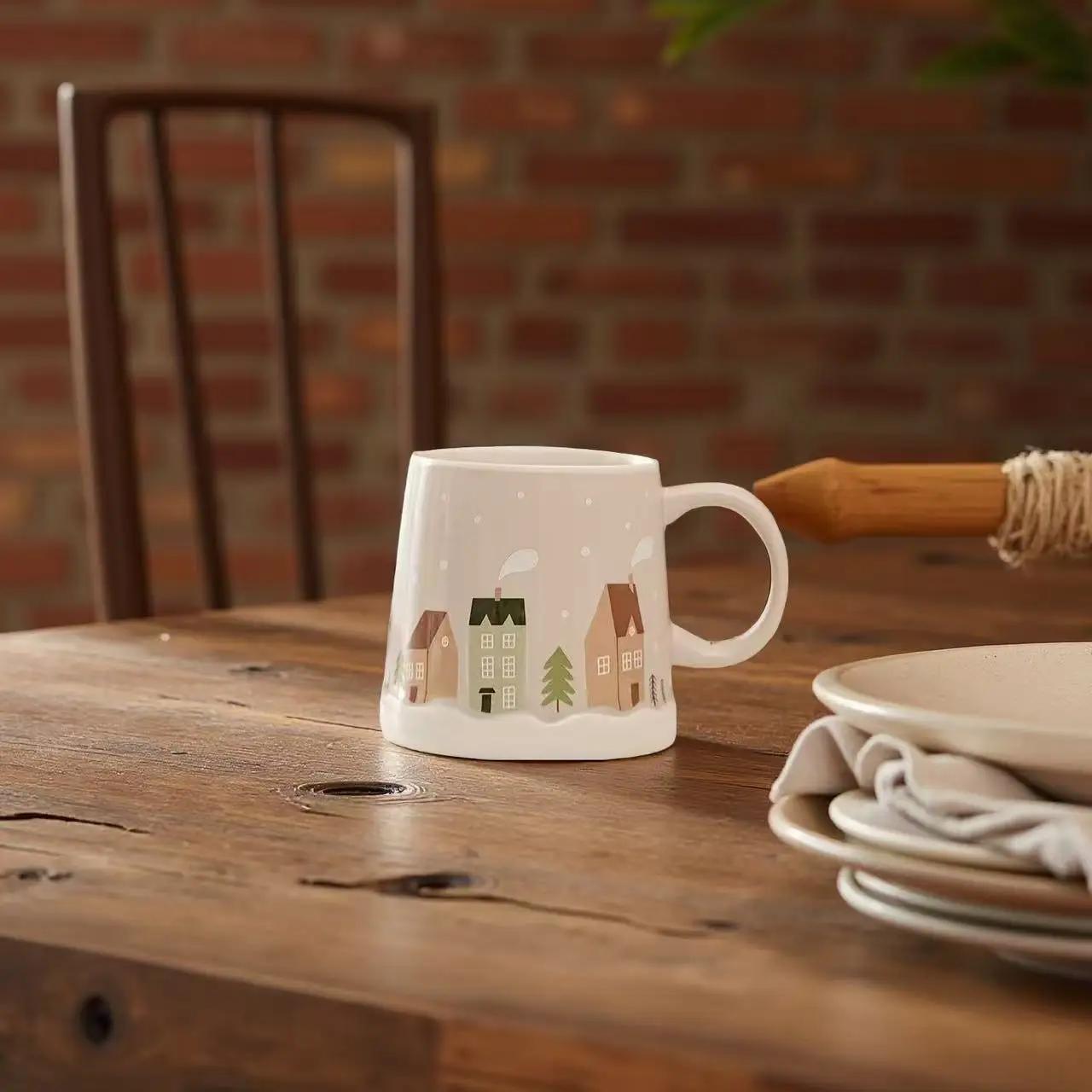 Christmas Ceramic Cup Coffee Mugs Household Exquisite Afternoon Tea Cups Creativity Breakfast Milk Cute Couple Coffee Cup Gift l 350ml