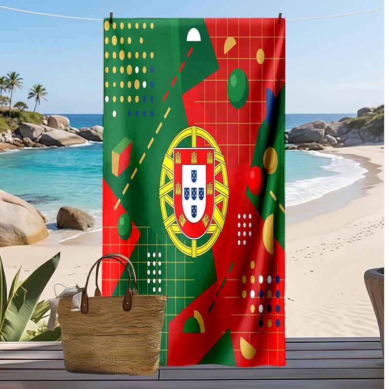 Asciugamano da Spiaggia Stampa Calcio Portogallo Asciugatura Rapida Super Assorbente Morbido Asciugamano da Bagno per Nuoto Spiaggia Viaggio Souvenir Regalo