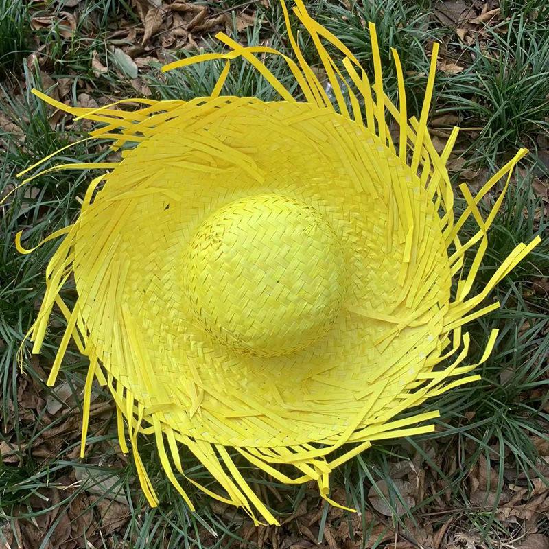 Trendy Beach Sunscreen Hat Unisex Frayed Brim Woven Straw Sun Hat Outdoor Travel Pool Party Colorful Straw Hats