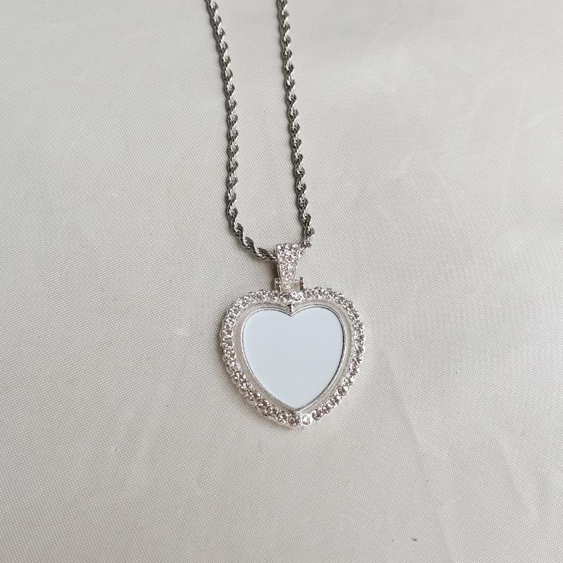 Double-Sided Rotating Rhinestone Hollow Necklace with Personalized Print