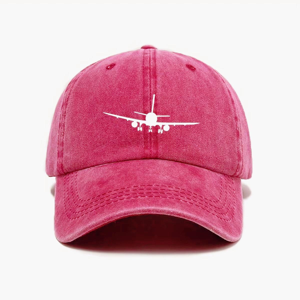 Nouvelle Casquette de Baseball Imprimée Avion au Design Simple, Mode Quotidienne, Équipement d'Extérieur pour Hommes et Femmes Adjustable&>8Y pink