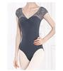 ProDance Variation Ballet Leotard with PLT006LD Gray with Size Embroidery, Adult, (Light V-Shape, M)