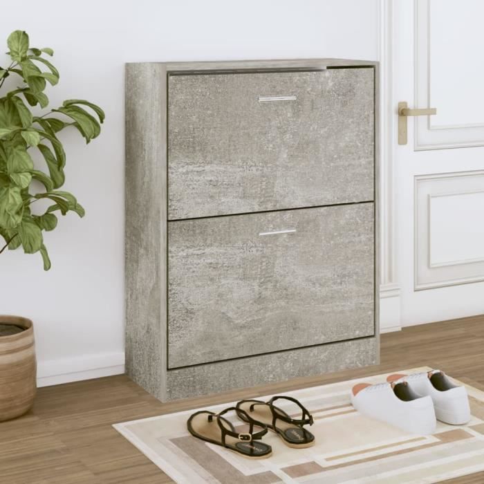 VidaXL Shoe Cabinet Concrete Grey 63x24x81 Cm Engineered Wood 342559