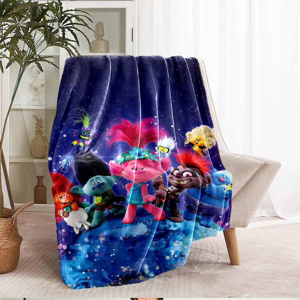 Trolls Theme Printed Blanket - Perfect for Couch, Bed, Travel & Outdoor Use | Machine Washable, Cozy & Durable.