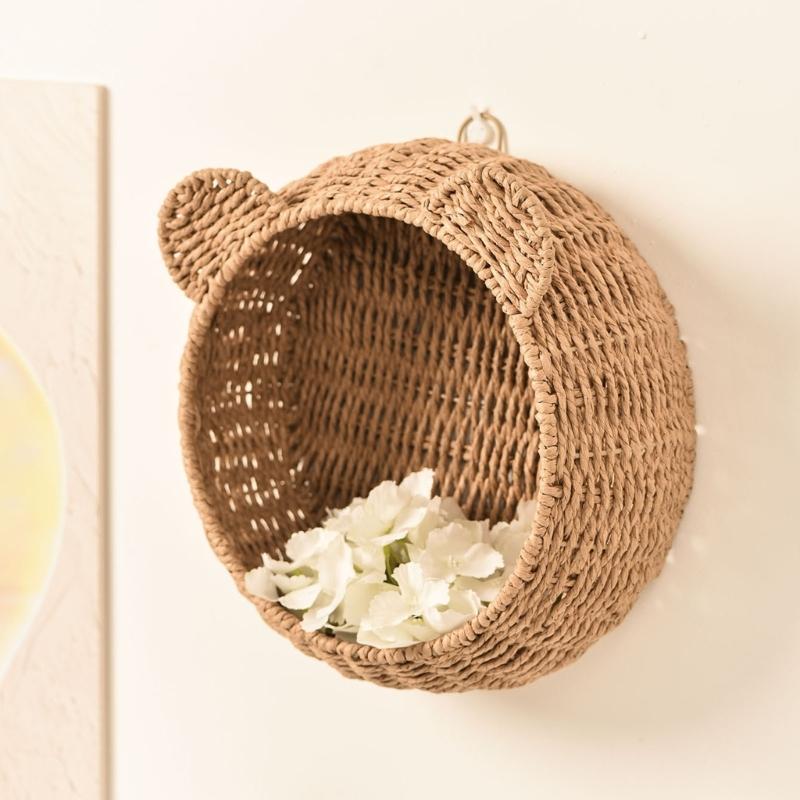 Rattan Wandregal Wandmontiertes schwebendes Regal, platzsparend für Küche, Wohnzimmer, Schlafzimmer Wand Holz Aufbewahrungsregale