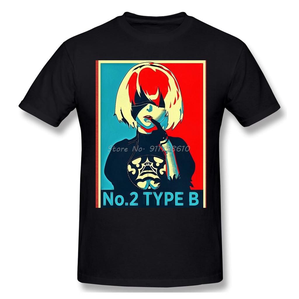 T-Shirt For Men Nier Automata 2B Tri-blend Cotton NieR Automata T Shirt Funny Anime Men Tee Streetwear Harajuku