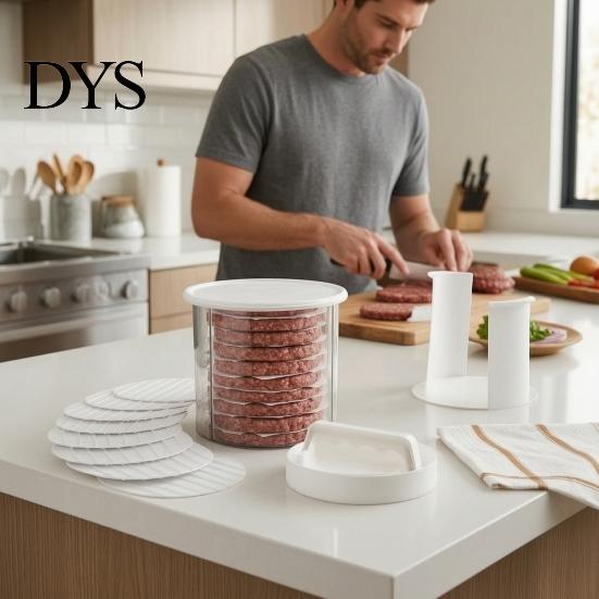 Home Kitchen Burger Press Hamburger Patty Maker, Non-stick with Storage Container And Separator Sheets Easy Clean Dishwasher Safe Mold, Manual