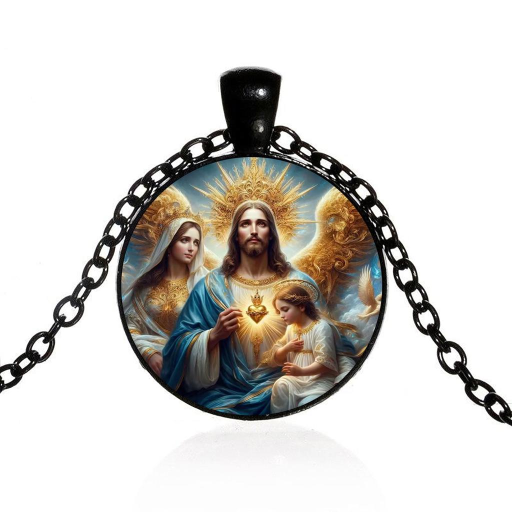 A Jesus Our Lady necklace pendant holy guardian Christian Jesus glass pendant necklace accessories suitable for daily wear