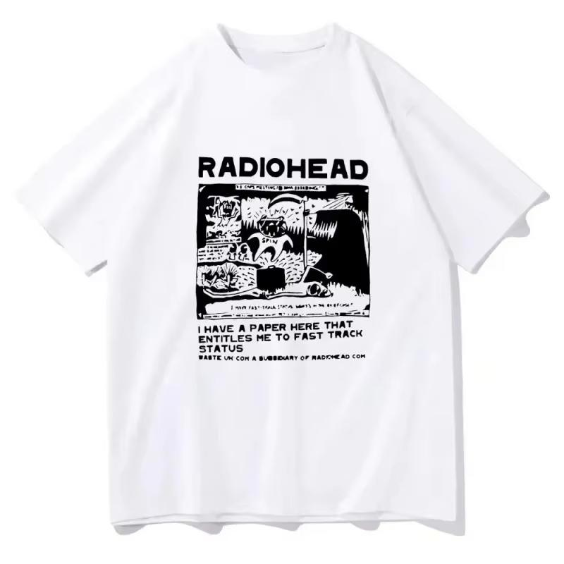 Radiohead T-Shirts Indie Rock Band Anime T-Shirt Letnia Męska Koszulka Z Wysokiej Jakości Popularnej Bawełny Women's Clothing