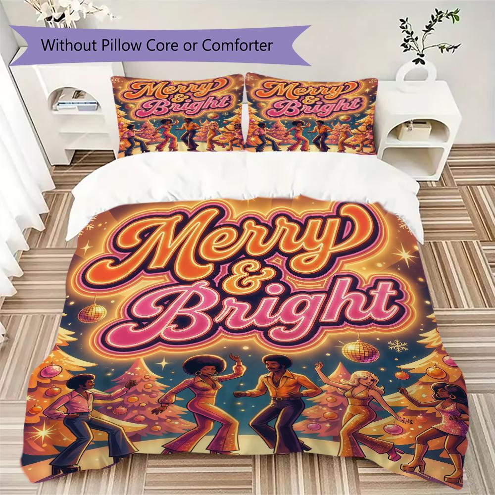 Christmas Door Pattern Bedding Uilt Set Uilt Cover Pillowcase Home Decoration Birthday Gift (1 * Duvet Cover + 2 * Pillowcase Without core)_XIA