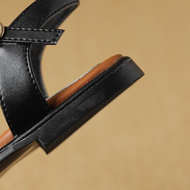 Fashion Women's New Spring/Summer Square Headed Elastic Belt Comfortable Low Heel Large Headed Muller Sandals