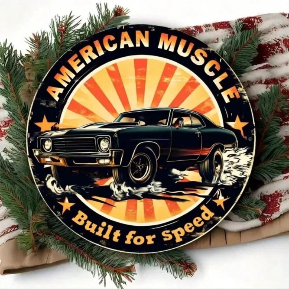 Metal Poster Wall Art Muscle Car Classic Black Dynamic Garage Decor