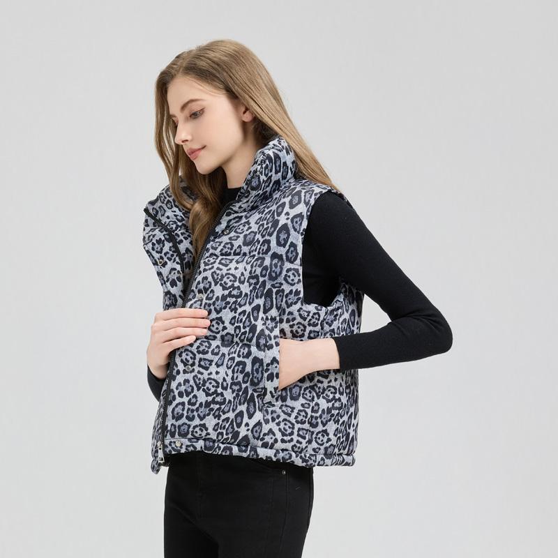 Herbst- und Winter Damen Warme Weste mit Leopardenmuster