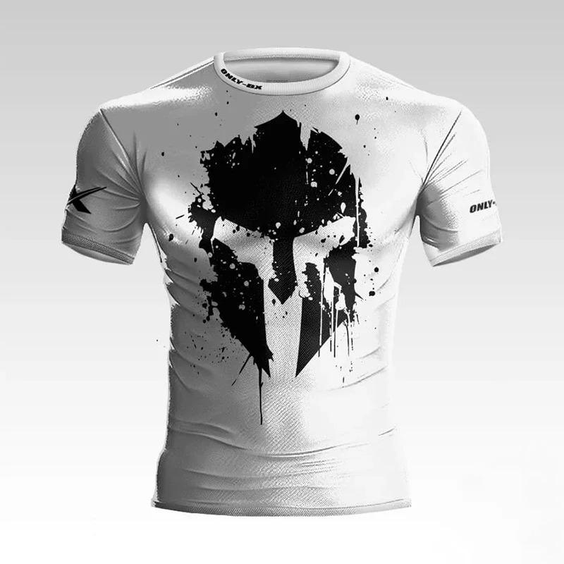 Summer new style Spartan helmet 3D printed men's T-shirt for boxing and fitness,daily outdoor activities.Quick-drying.Streetwear