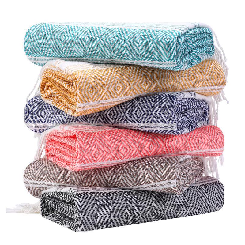 Turkish Cotton Tassel Beach Towel - Absorbent, Customizable, Versatile for Bath or Sun Protection