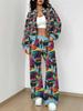 Striped Autumn And Winter New European And American Women'S Clothing Smudge Printing Suit Women