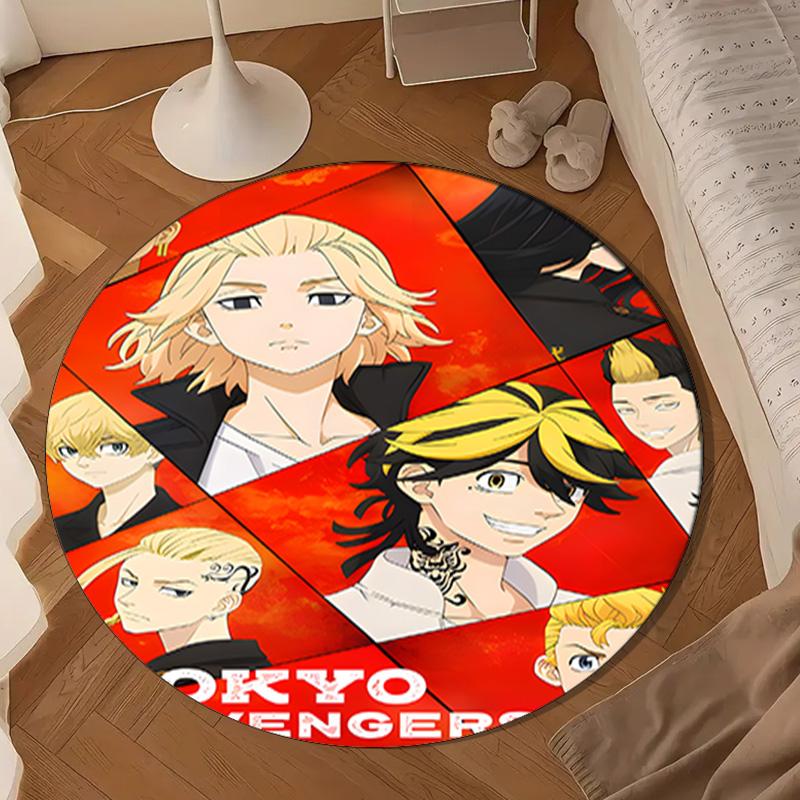 Tokyo anime Round Rug for Livingroom,Bedroom, Palyroom, Chair Rug, Area rug, Circle Carpet, Large Size Fan Christmas gift