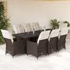 VidaXL 9-piece Garden Bistro Set Brown Cushions Poly Rattan, Garden Bistro Set, Balcony Set, 3277243