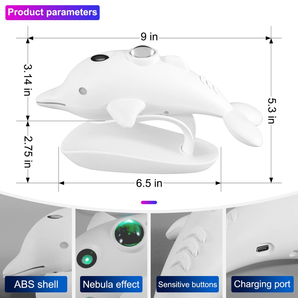 Dolphin Starry Sky Projection Light with Remote Control Starry Sky Atmosphere Lights Bedroom Party Decoration Children's Gift