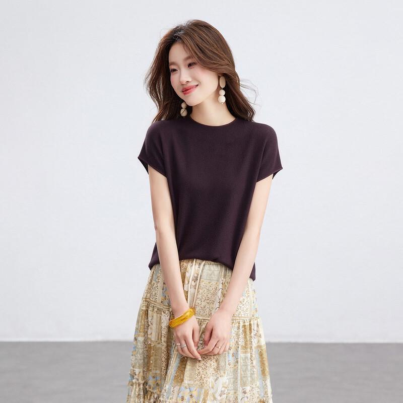 Srcr Women s Silk Blend Knitted Short-Sleeve T-shirt M