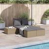 VidaXL Double Sun Lounger with Cushions Beige Braided Resin, Sun Lounger, Outdoor Sun Lounger, Daybed of 368392