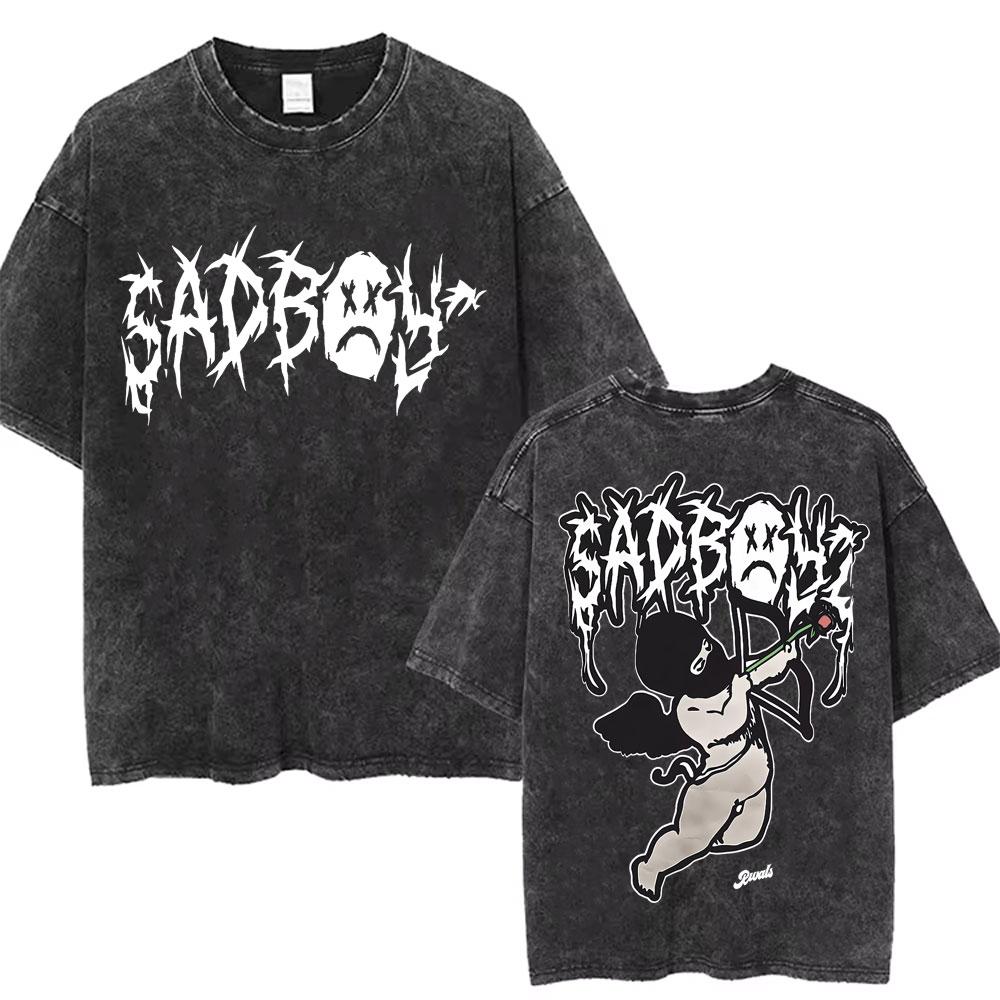 Washed Vintage Junior H Sad Boyz Tour T Shirts Men Women Hip Hop Fashion Tshirt Mens Oversized Crewneck Short Sleeve Tshirts