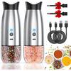 Gravity Electric Salt and Pepper Grinder Set, USB Rechargeable, No Battery Needed, Adjustable Coarseness, Automatic Mill Grinder with Warm LED Light,