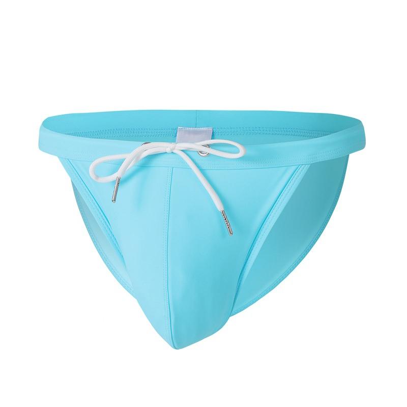 Men's Summer Dressing Drawstring Sexy Solid Color Comfortable Fabric Swimming Trunks Beach Swimsuit Triangle Swimsuit