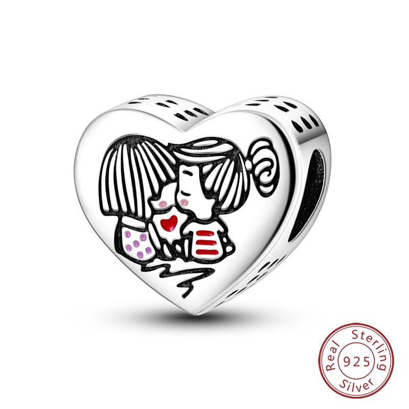 100% Copper Sisters Best Friends Series Charms Pink Heart Rose Beads Fit Qikaola Bracelet Diy Birthday Jewelry Gift