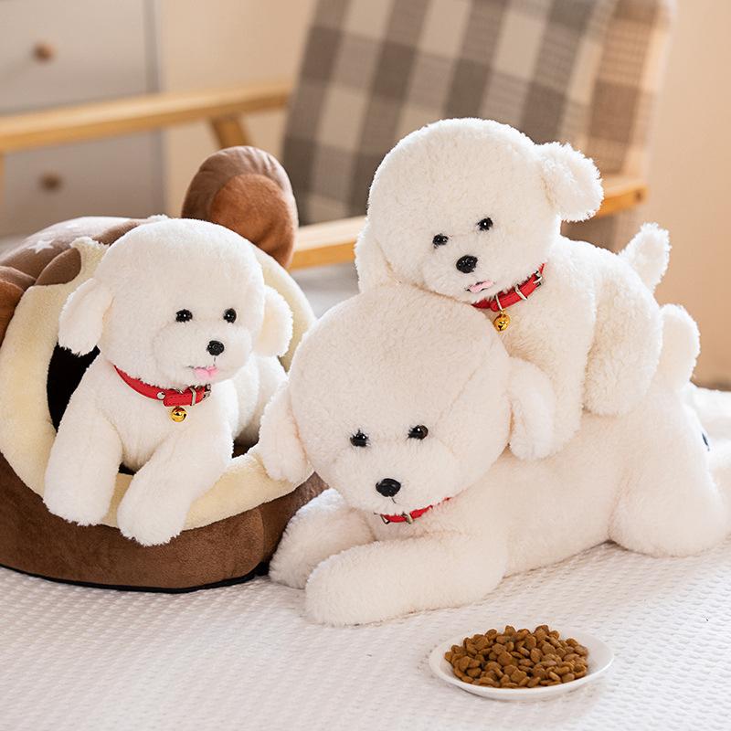 Cute Small Bichon Puppy Doll Plush Toy Simulation Dog Doll Children's Soothing Ragdoll Birthday Gift