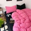 Girls Bubble Gauze Bedding Set Summer Cooling Soft Comforter Cover Kit Solid Color Skin Friendly Sleeping Naked Bedclothes