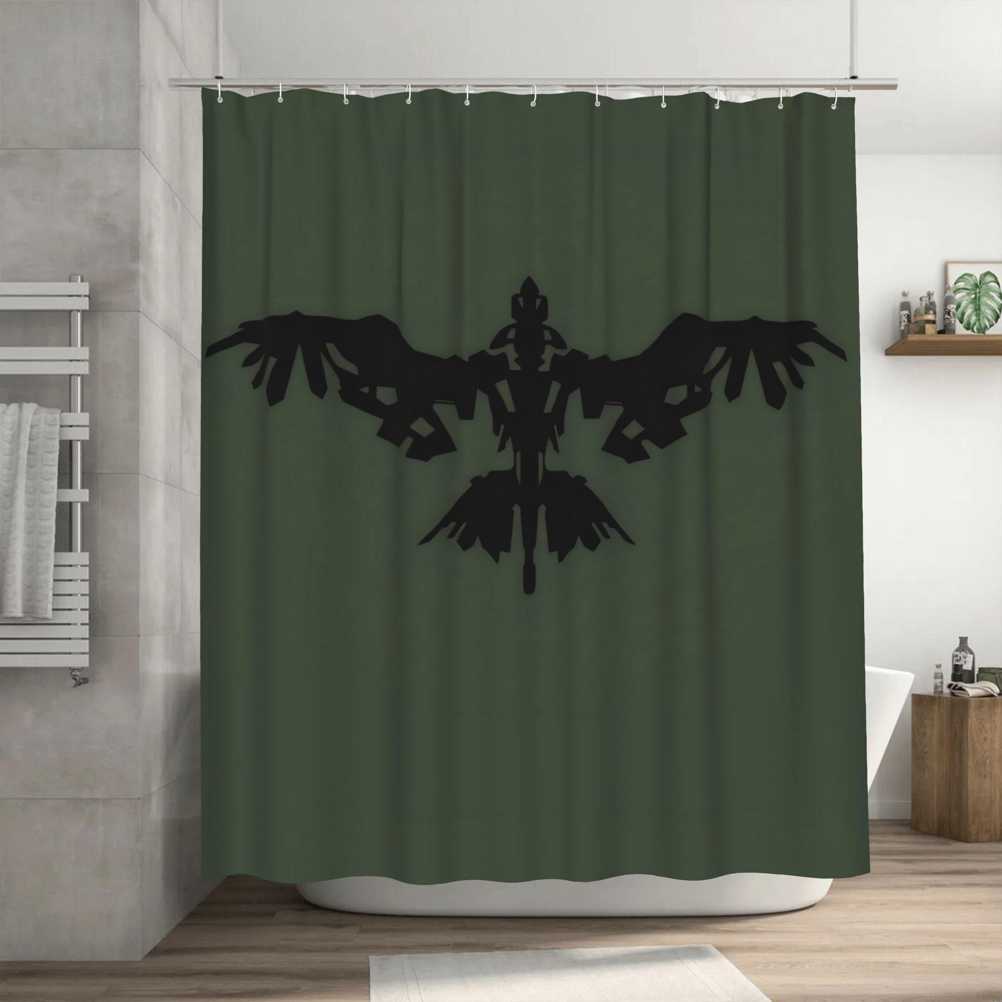 

Mobile Logo Design Removable Polyester Shower Curtain - Dark Green with Black Silhouette, Machine Washable Bathroom Decor for Fa 90x180cm