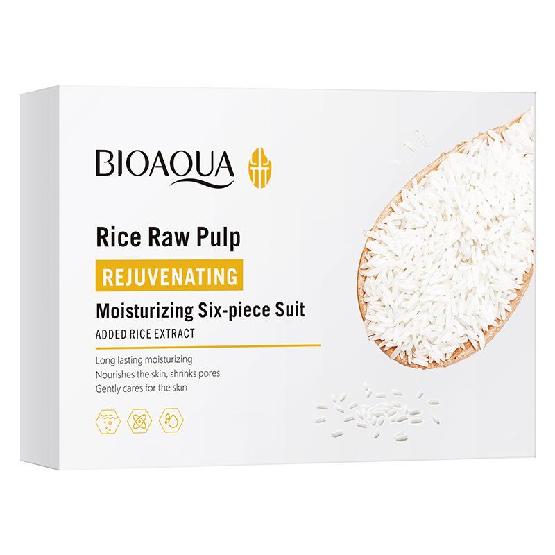 Rice Extract 6-Piece Facial Skin Care Set Hydrating Cleanser Toner Lotion Serum Eye Cream Face Cream Kit