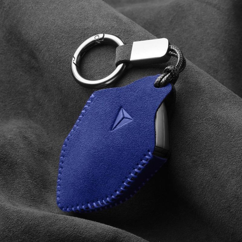 For Changan Deepal SL03 S07 G318 S05 Suede Leather Key Case Cover Full Package Keychain HandSewn Storage Bag Keychain Fob Holder
