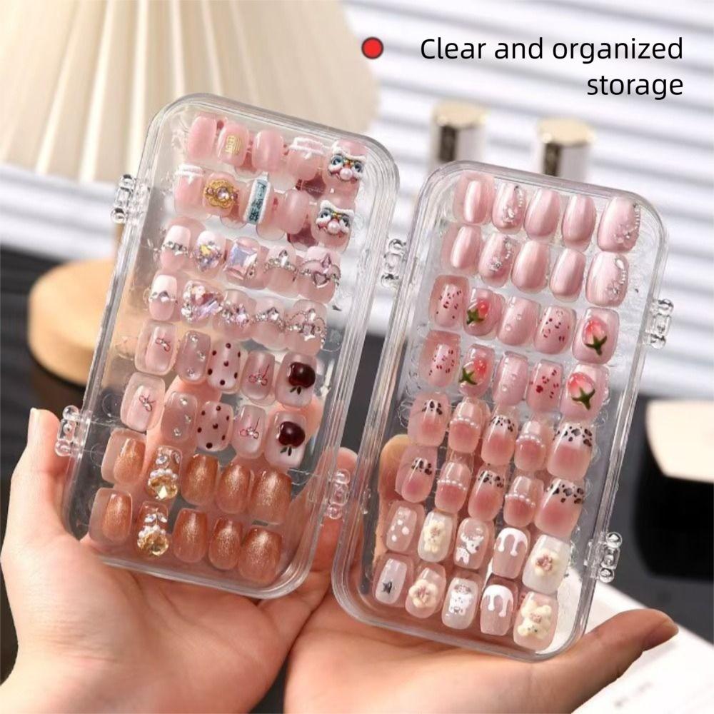 Dustproof Artificial Nails Organizer Three-Fold Press-on Nails Display Stand Nail Art Storage Box