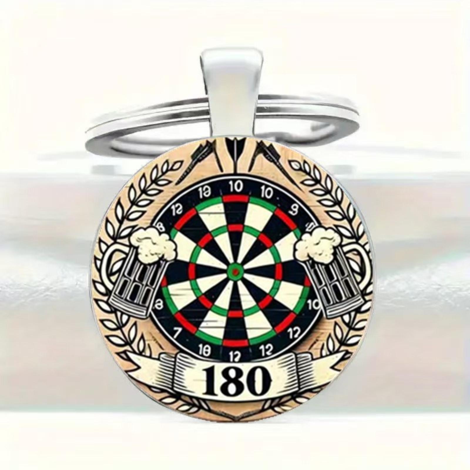 

Round glass alloy keychain pendant One Size