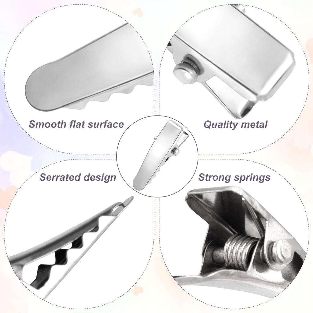 Krokodil-Haarspangen, Silbernes Metall-Krokodil-Haarnadeln Kleine Krokodil-Klammer für Haar-Accessoires Bastelzubehör DIY-Bedarf