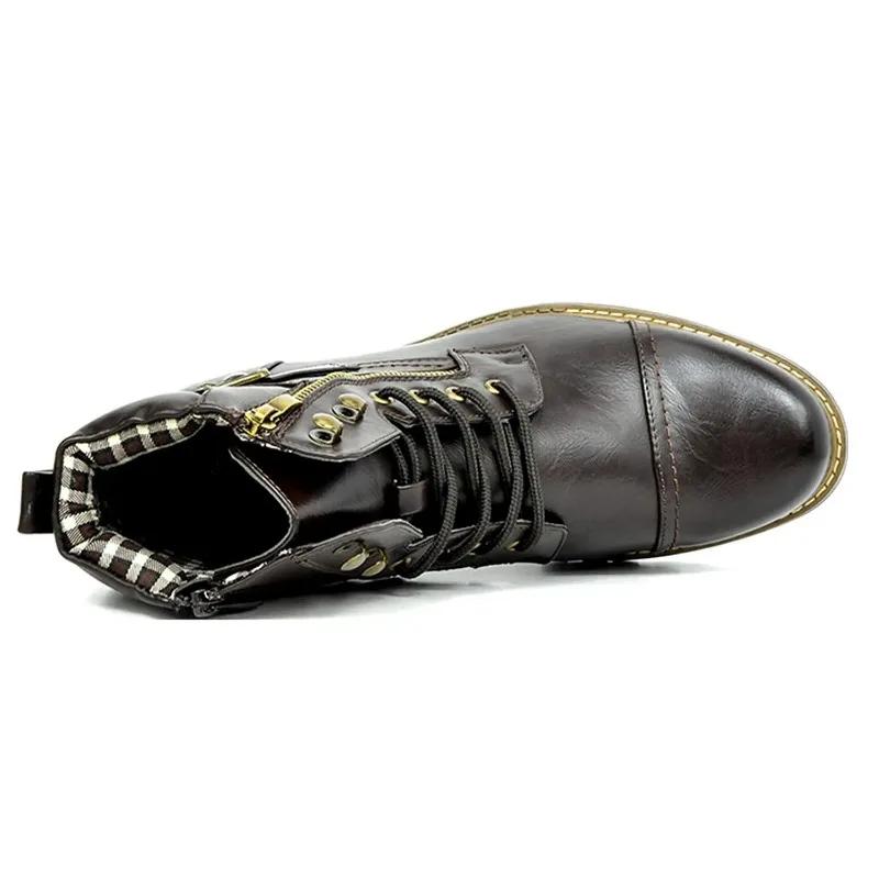 Fashion High-quality Men's Leather Boots Comfortable Non-slip Mens Boots Outdoor Wear-resistant Male Motorcycle Boot Botas Para Hombre