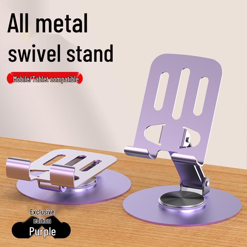All-Metal Rotatable Phone Holder: Foldable Desktop Stand for Live Streaming & Multifunctional Use