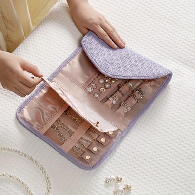 1 Stück PU-Leder Reise Schmuck Organizer Etui Faltbare Schmuckrolle Reise Ringe Halsketten Ohrringe Broschen Armbänder
