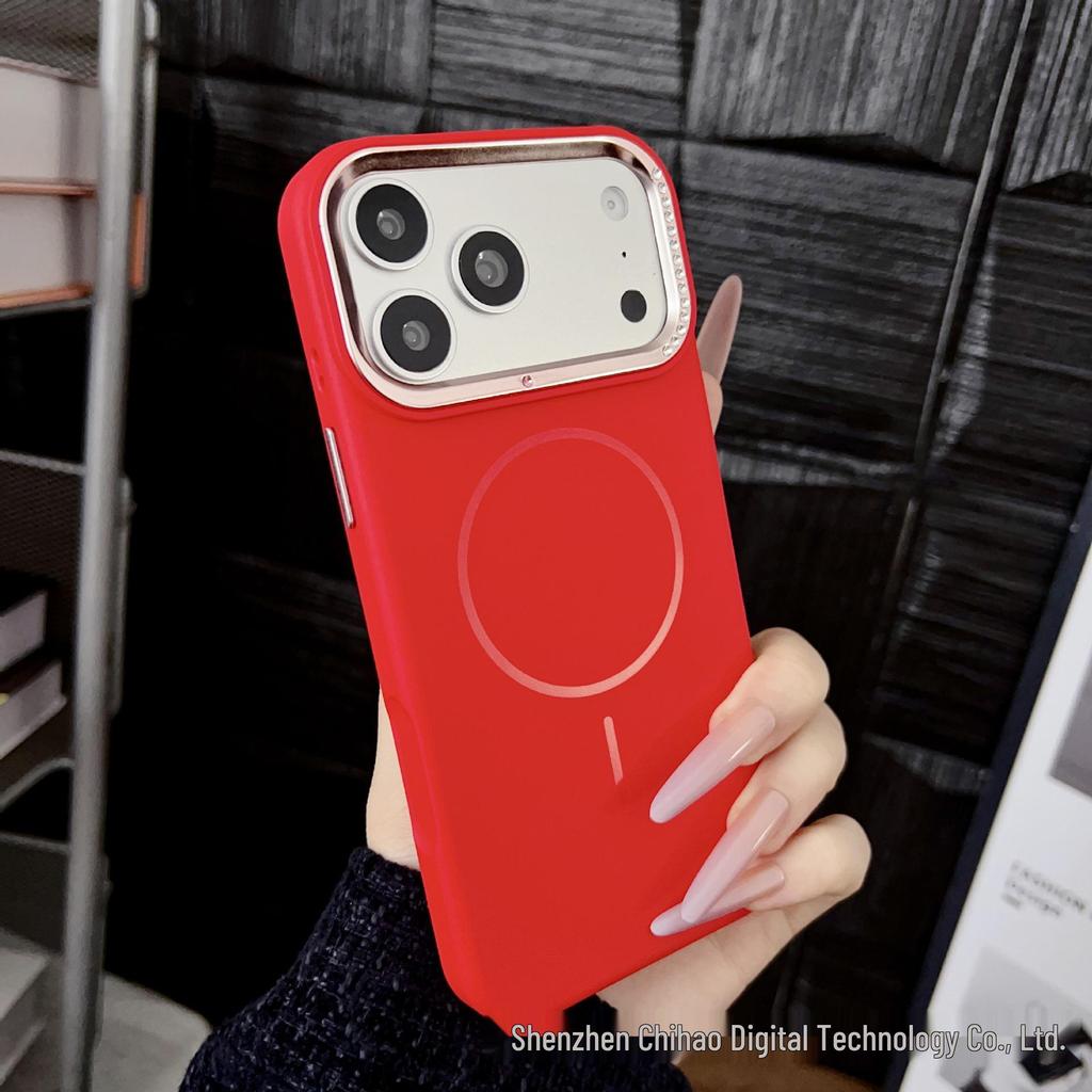Liquid Silicone Magnetic Solid Color Phone Case for iPhone 17 Pro Max with Apple 16 Button Full Coverage