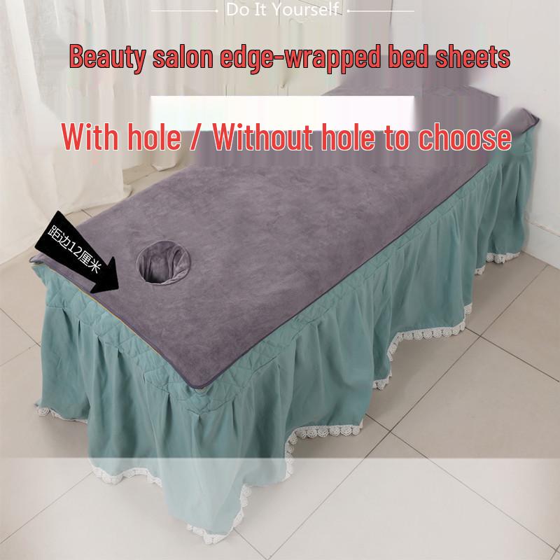 Gray Large Soft Absorbent Beauty Salon Bed Towel with Hole