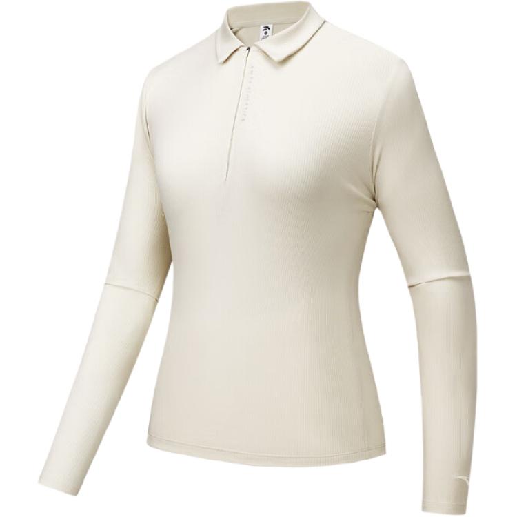 Anta Training Series Solid Color Casual Slim Fit Polo Sports Long Sleeve T-Shirt Women T-Shirts 962537404-3