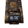 Hi-Tie Dunkelgoldenes Paisleymuster, Jacquard-Krawatte aus Seide für Herren, klassische Krawatte, Manschettenknöpfe, Taschentuch-Set