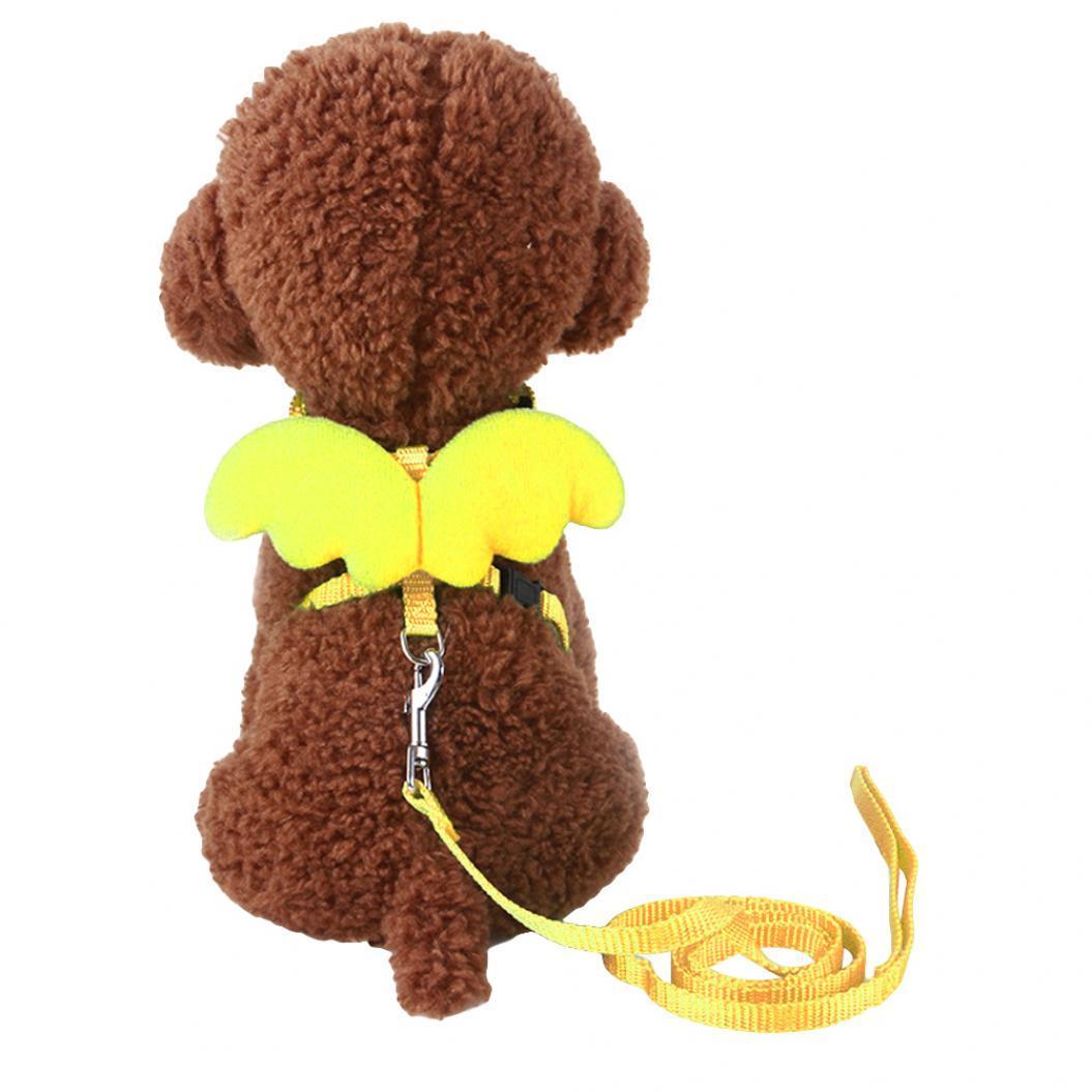 

Симпатичный регулируемый поводок с крыльями ангела для собак и домашних животных, набор поводков и ошейников для тренировки тяги жёлтый