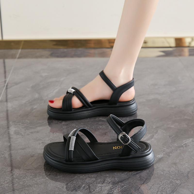 Roman sandals women's summer wear 2025 new fashion versatile fairy style platform high heels women's muffin shoes